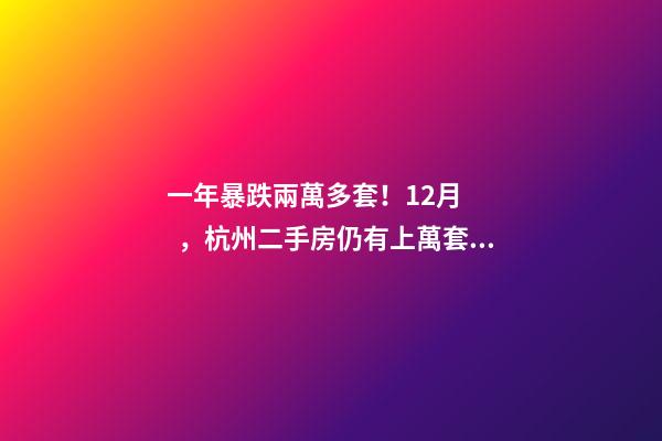 一年暴跌兩萬多套！12月，杭州二手房仍有上萬套房源降價(jià)